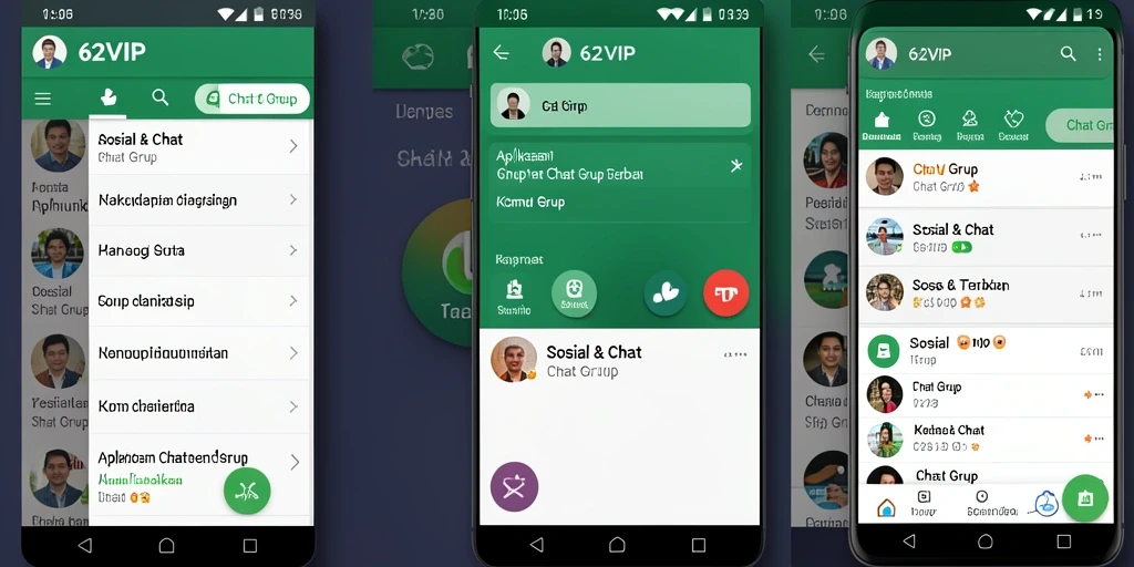 Antarmuka pengguna aplikasi 62VIP untuk Chat Grup yang menarik.