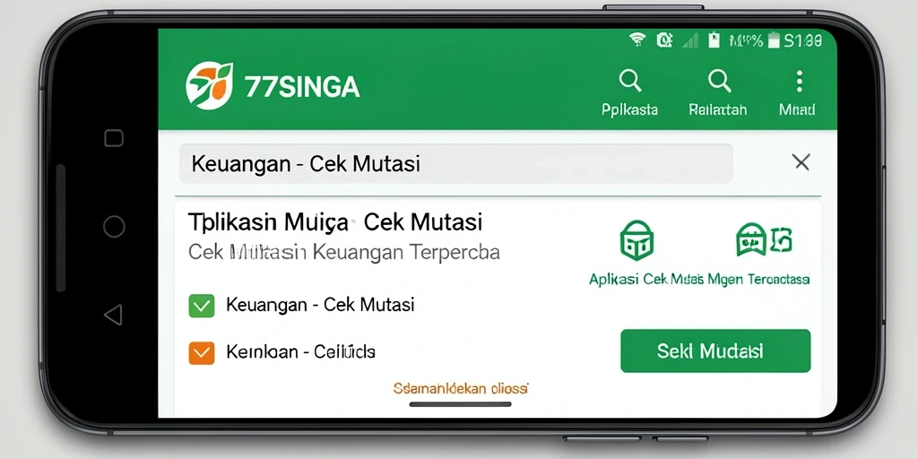 Antarmuka aplikasi 77SINGA untuk Cek Mutasi yang sederhana dan efektif.