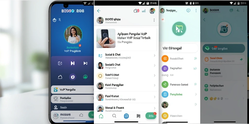 Tampilan antarmuka pengguna aplikasi BOS898 untuk panggilan VoIP.