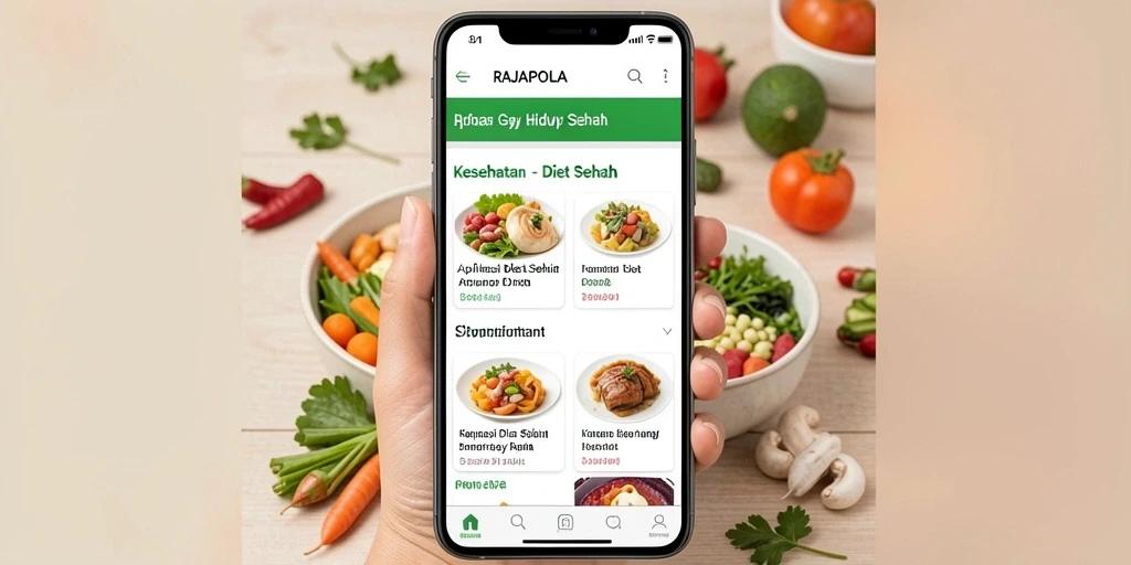 Antarmuka RAJAPOLA yang modern dan mudah digunakan untuk diet sehat.