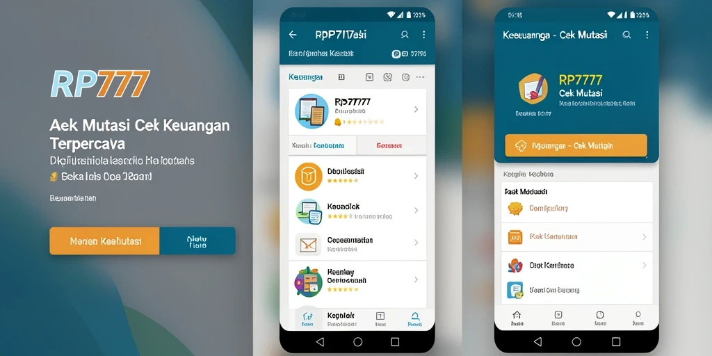 Antarmuka RP777 menunjukkan fitur mutasi keuangan yang mudah diakses.